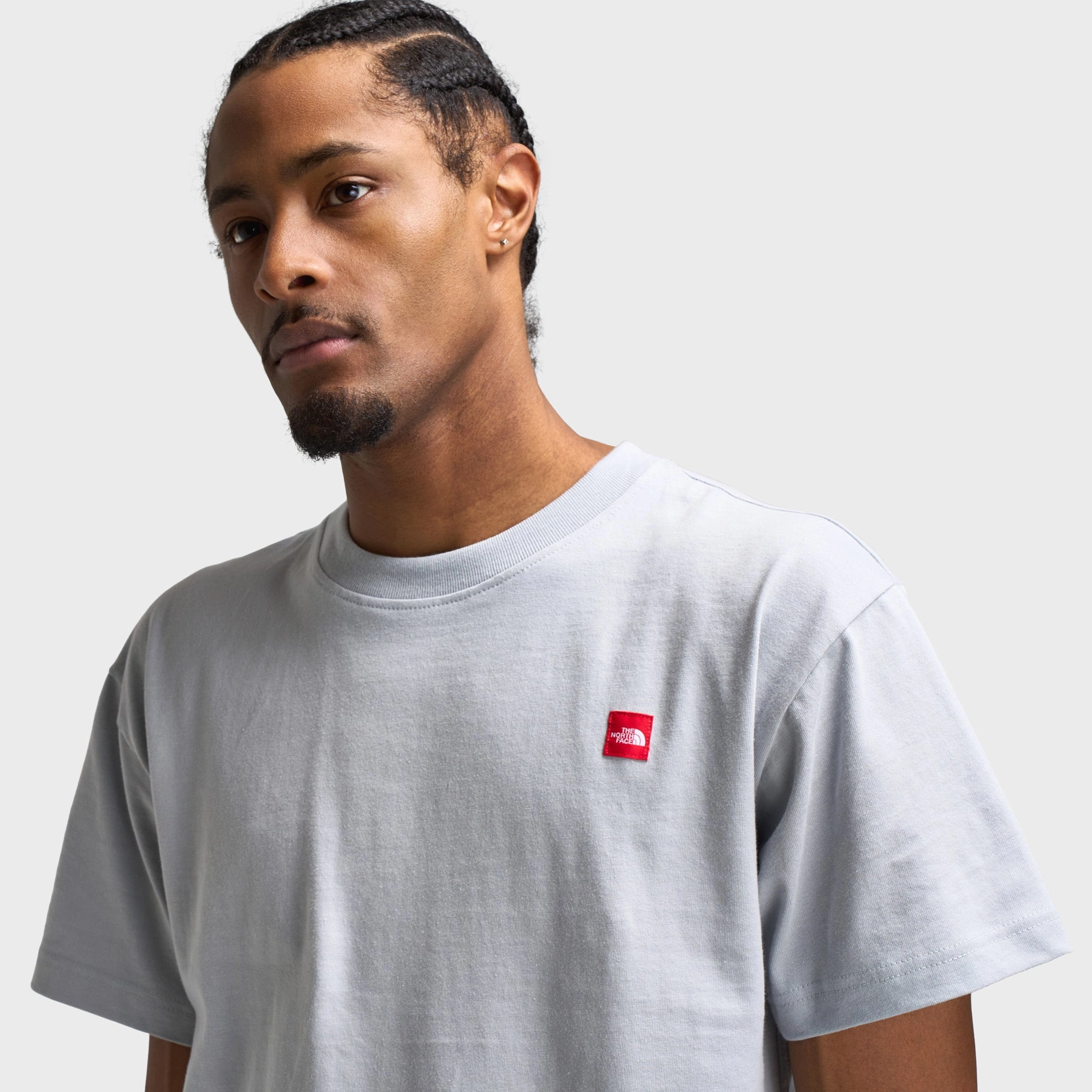 front line The North Face Red Box Everest Heavyweight T-Shirt / High Rise Grey