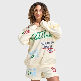 Wind Resistant Lining Cashmere Blend Mayfair Women's Affirmations Crewneck / Cream