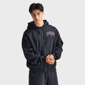 Jordan Brooklyn Oversized Full Zip Hoodie Black / Sail - Gym Red Solid Color