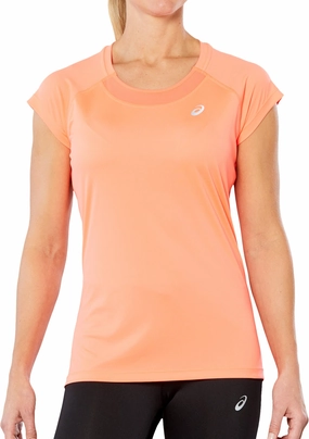 Asics Cap Short Sleeve Womens Running Top - Orange Casual everyday wear