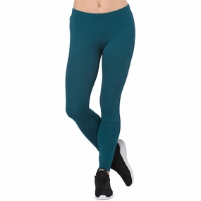 Water-resistant Asics Colour Block Womens 7/8 Running Tights - Blue
