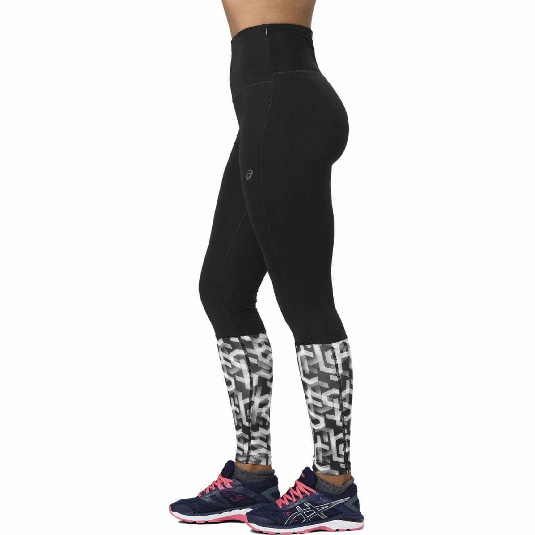 Asics High Waist Womens Long Running Tights - Black Snapped Tailored-fit-design