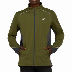 Idolize Side Pockets Asics Lite-Show Winter Mens Running Jacket - Green