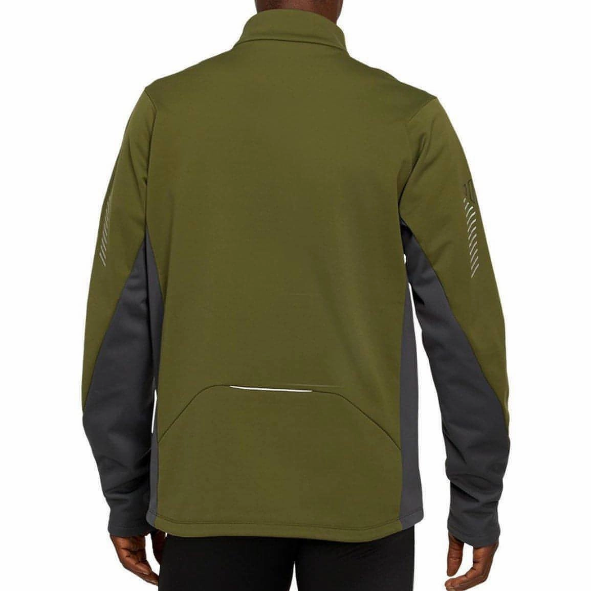 Asics Lite-Show Winter Mens Running Jacket - Green Anti-pill Grid Backlined Interior