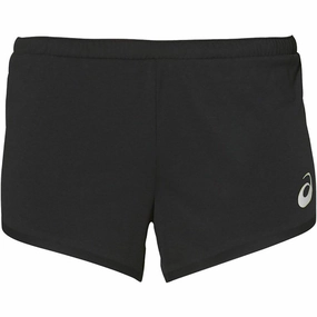 No Slip Waistband cool tones Asics Race Knit Split Womens Running Shorts - Black