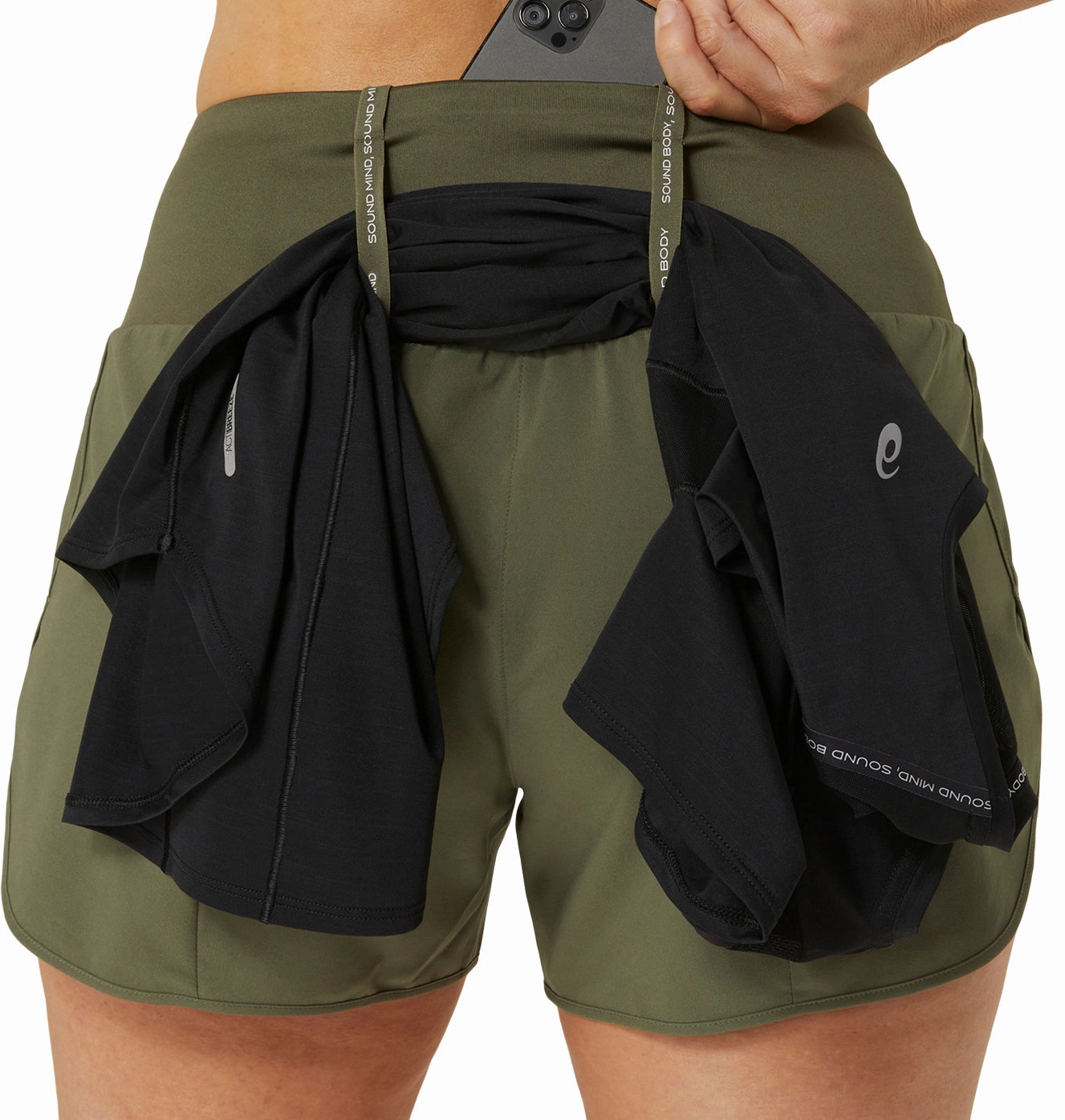 QuickAccessPockets Comfortable Waistband Asics Road 3.5 Inch Womens Running Shorts - Green