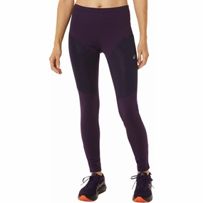 crystal Asics Winter Womens Long Running Tights - Purple