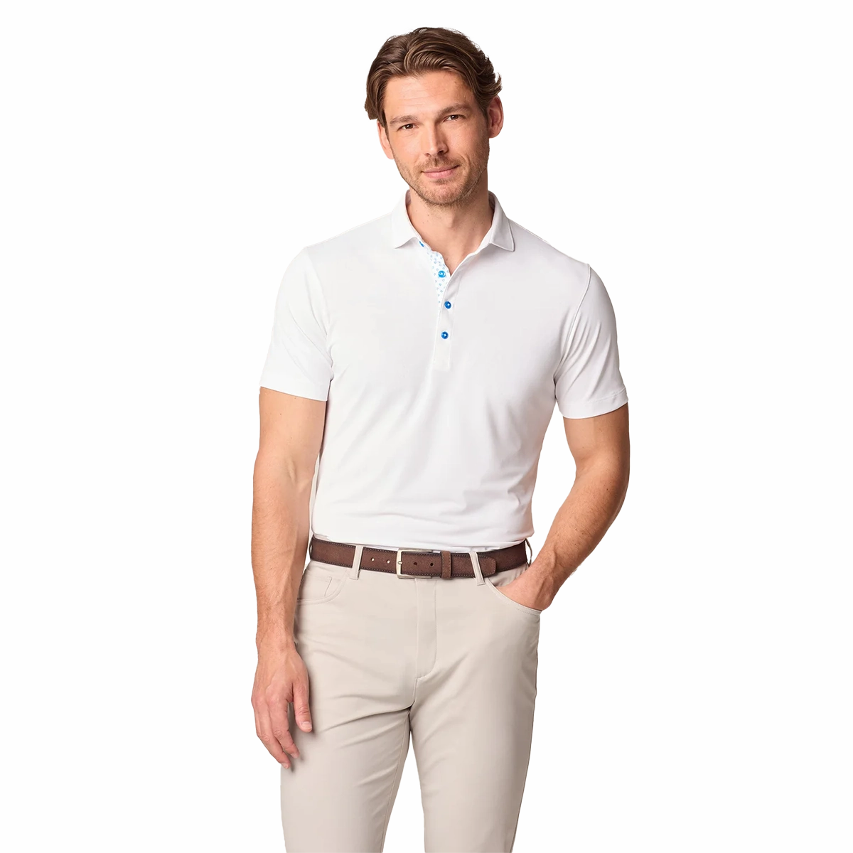 Fray Resistant Edges Stretch Woven Material Johnnie-O Vandalay Polo