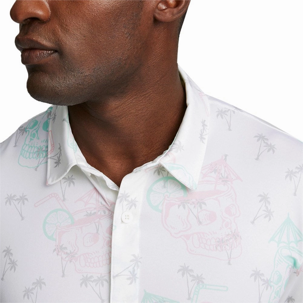 Multipanel Construction Puma Mattr Tropi-cool Golf Polo Shirt - Bright White/Minty Burst