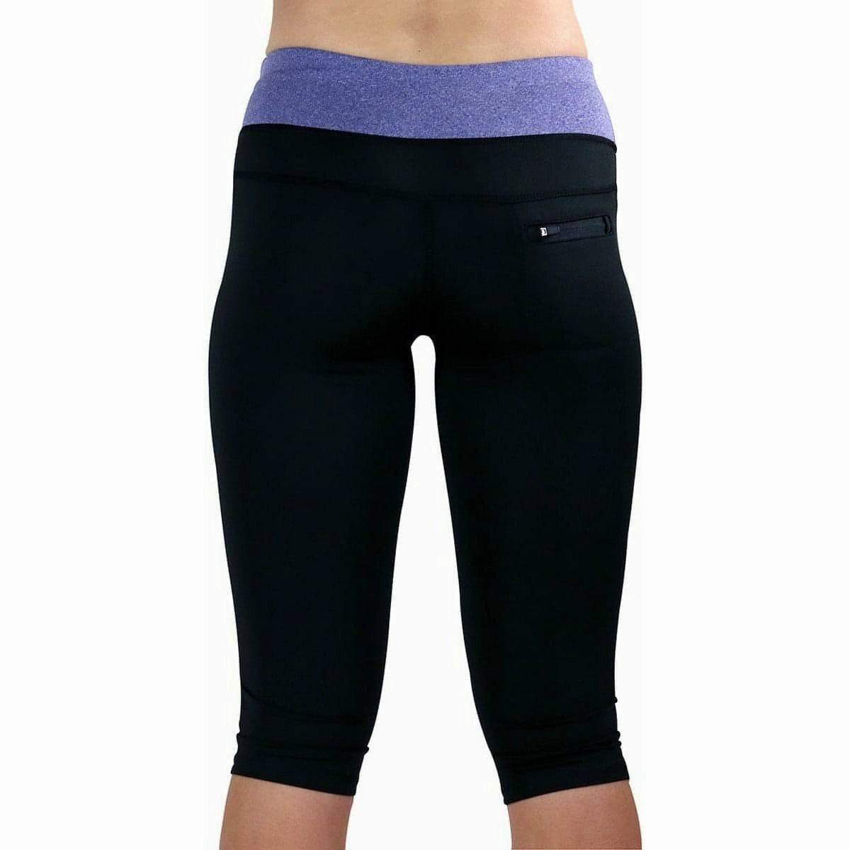 Anti-static More Mile Marl Womens 3/4 Capri Running Tights - Black