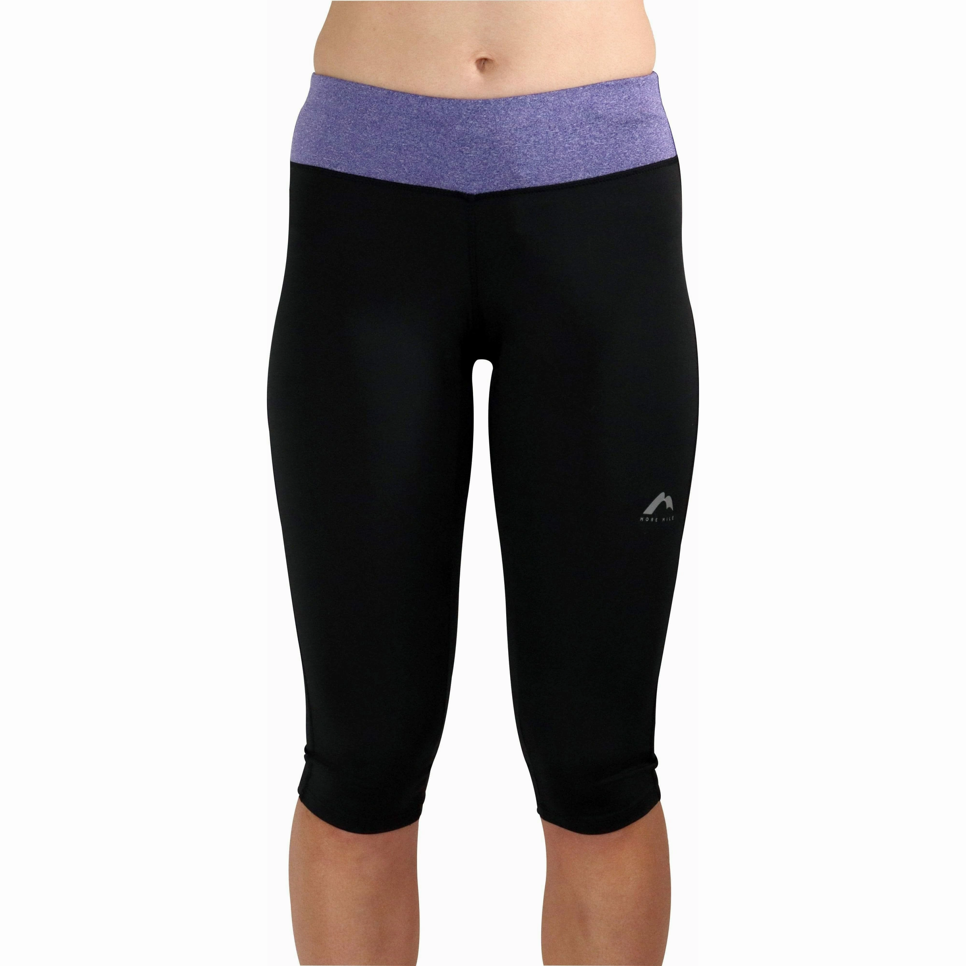 Silk Corduroy More Mile Marl Womens 3/4 Capri Running Tights - Black