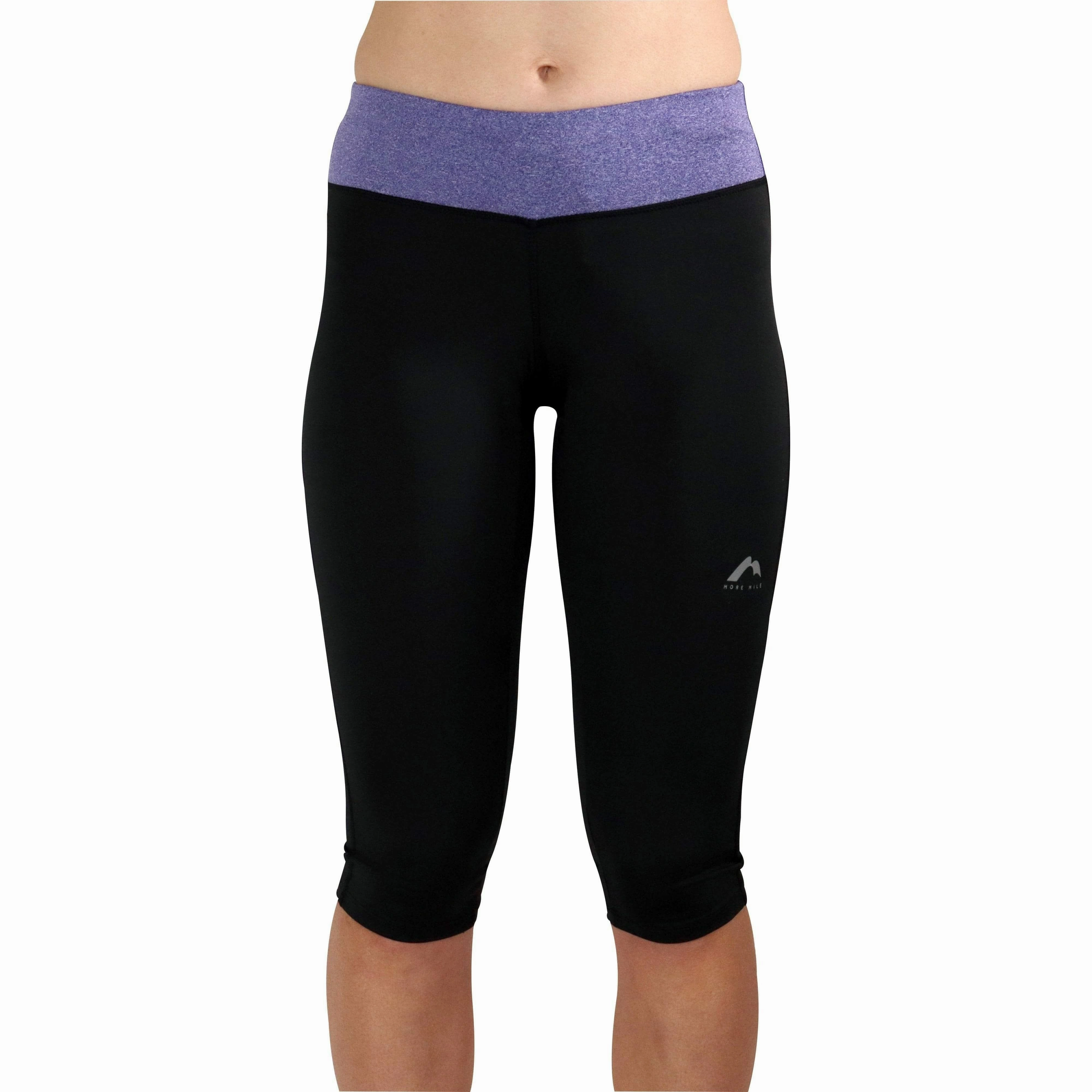 Zip fly Removable-part-quality More Mile Marl Womens 3/4 Capri Running Tights - Black