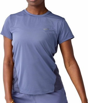 Lightweight Comfort Wear Brooks Sprint Free 3.0 Short Sleeve Womens Running Top - Blue