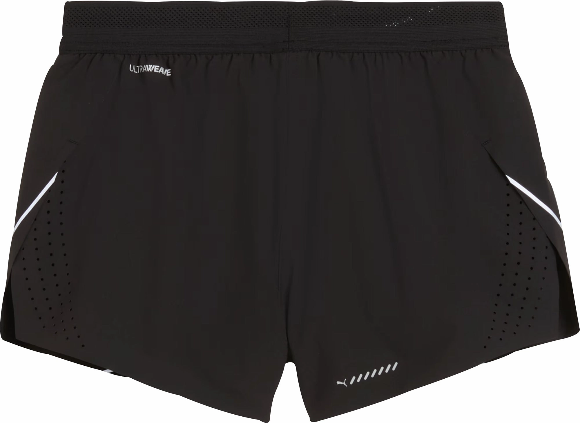 Anti Chafe Seamless Puma Raceday UltraWeave 3 Inch Womens Split Running Shorts - Black