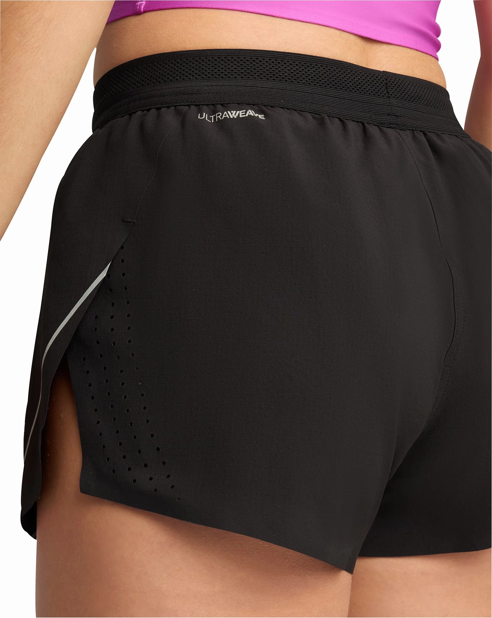 Puma Raceday UltraWeave 3 Inch Womens Split Running Shorts - Black Double Layered Hem Microfiber Blend Fabric