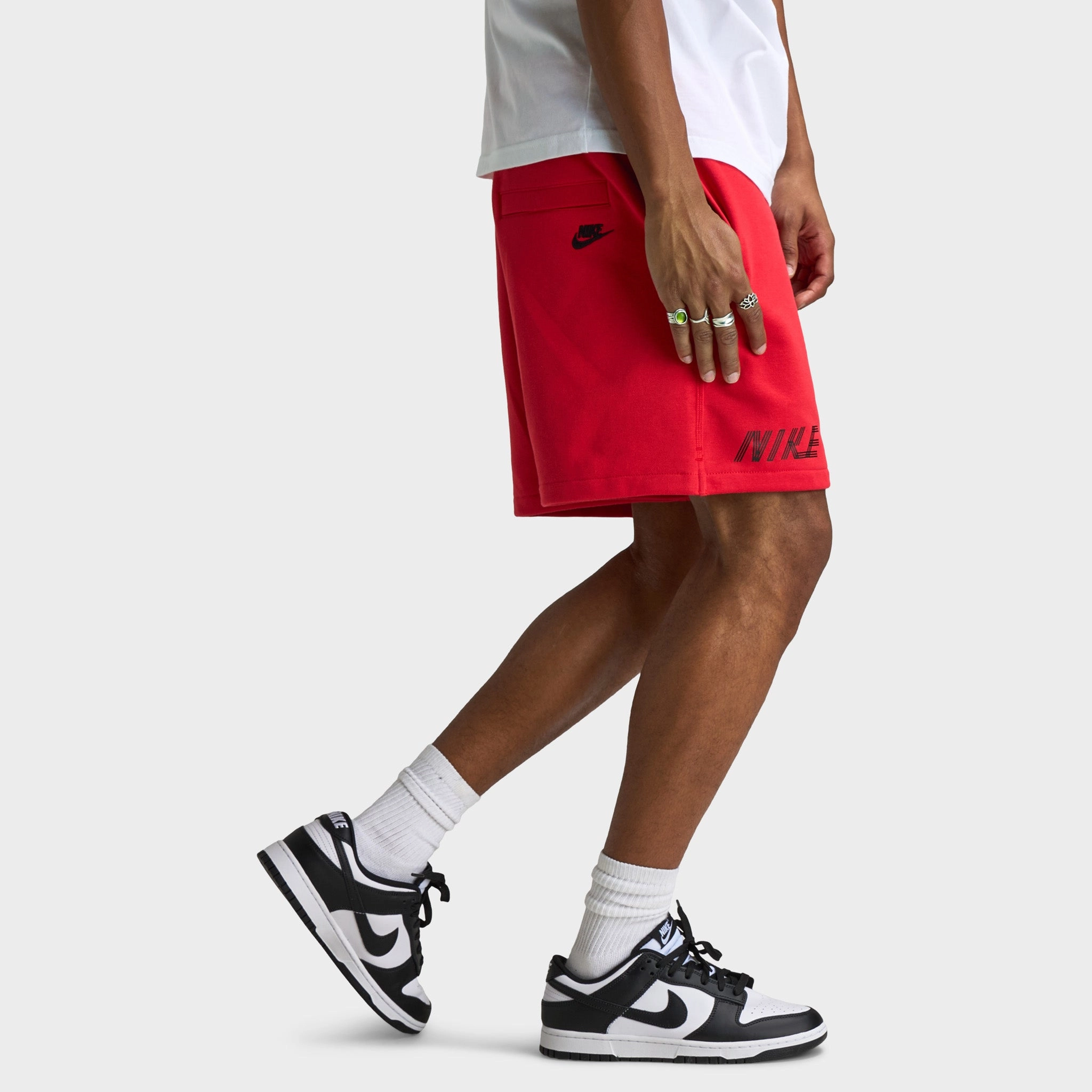 embroidery work Nike Club French Terry Flow Cycle Shorts University Red / Black - Black