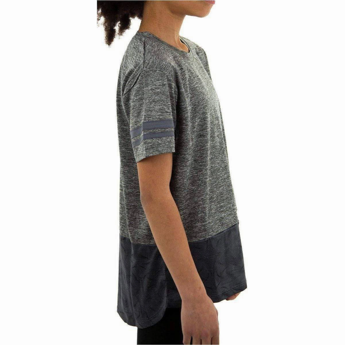 More Mile Marl Girls Short Sleeve Training Top - Grey Easy Wear