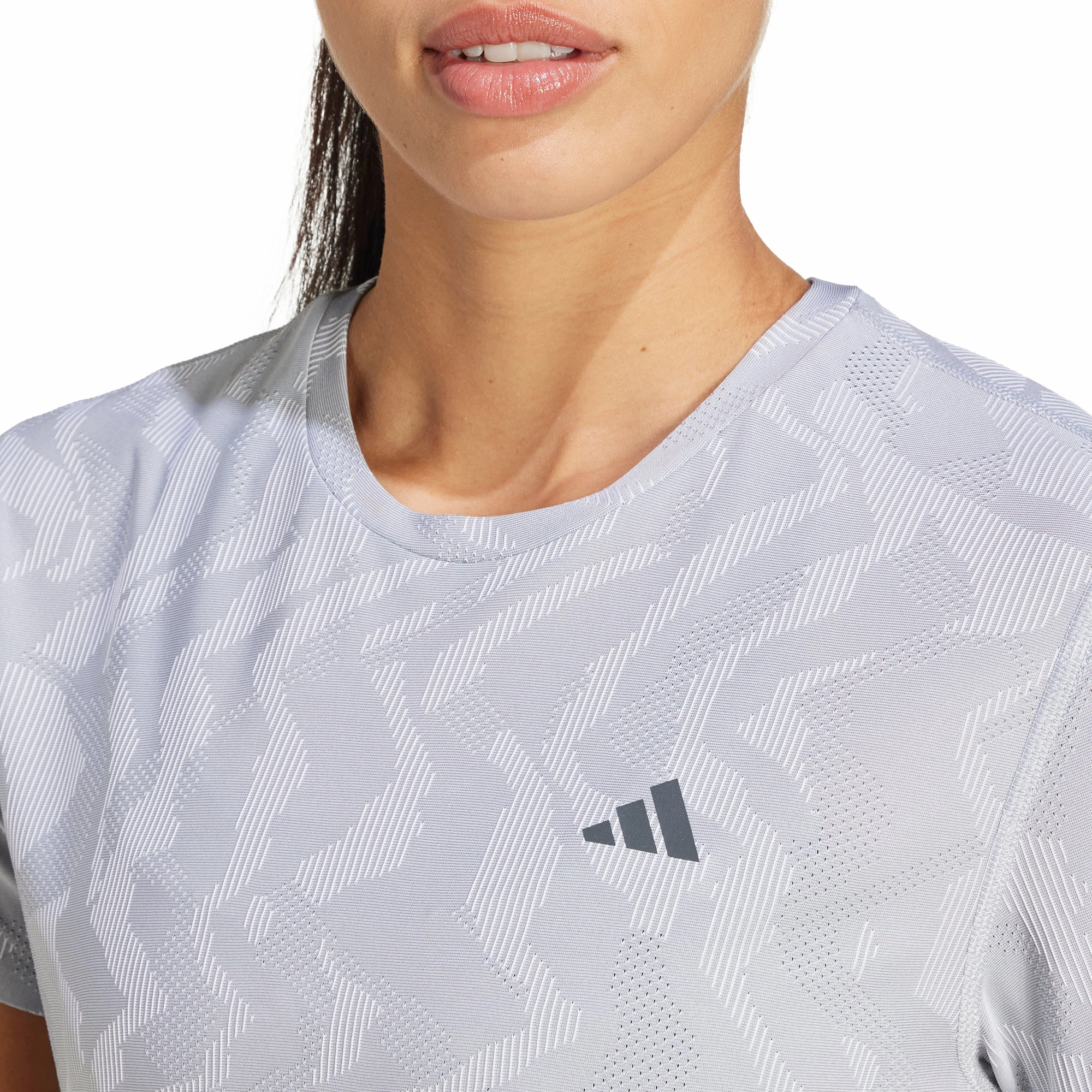OdorResistant Urban Trend Look adidas Ultimate HEAT.RDY Engineered Short Sleeve Womens Running Top - Grey