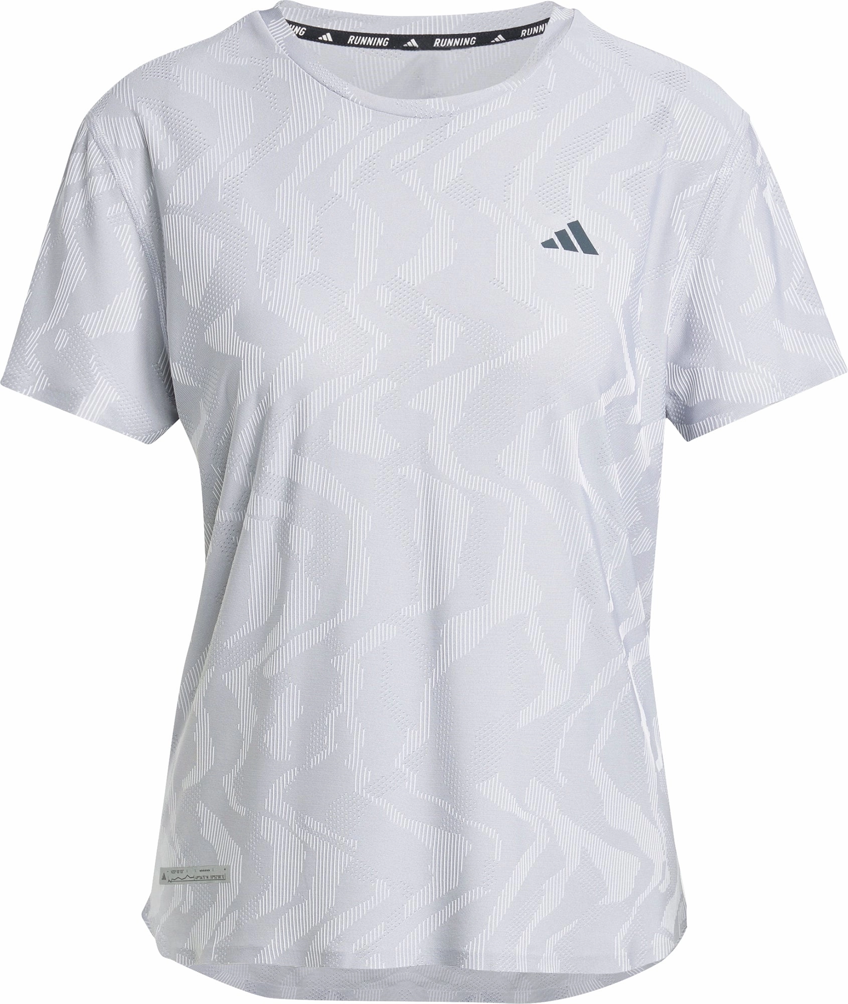 Tagless Neckline Non Iron Finish adidas Ultimate HEAT.RDY Engineered Short Sleeve Womens Running Top - Grey
