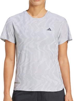 adidas Ultimate HEAT.RDY Engineered Short Sleeve Womens Running Top - Grey Perfect for Any Outfit
