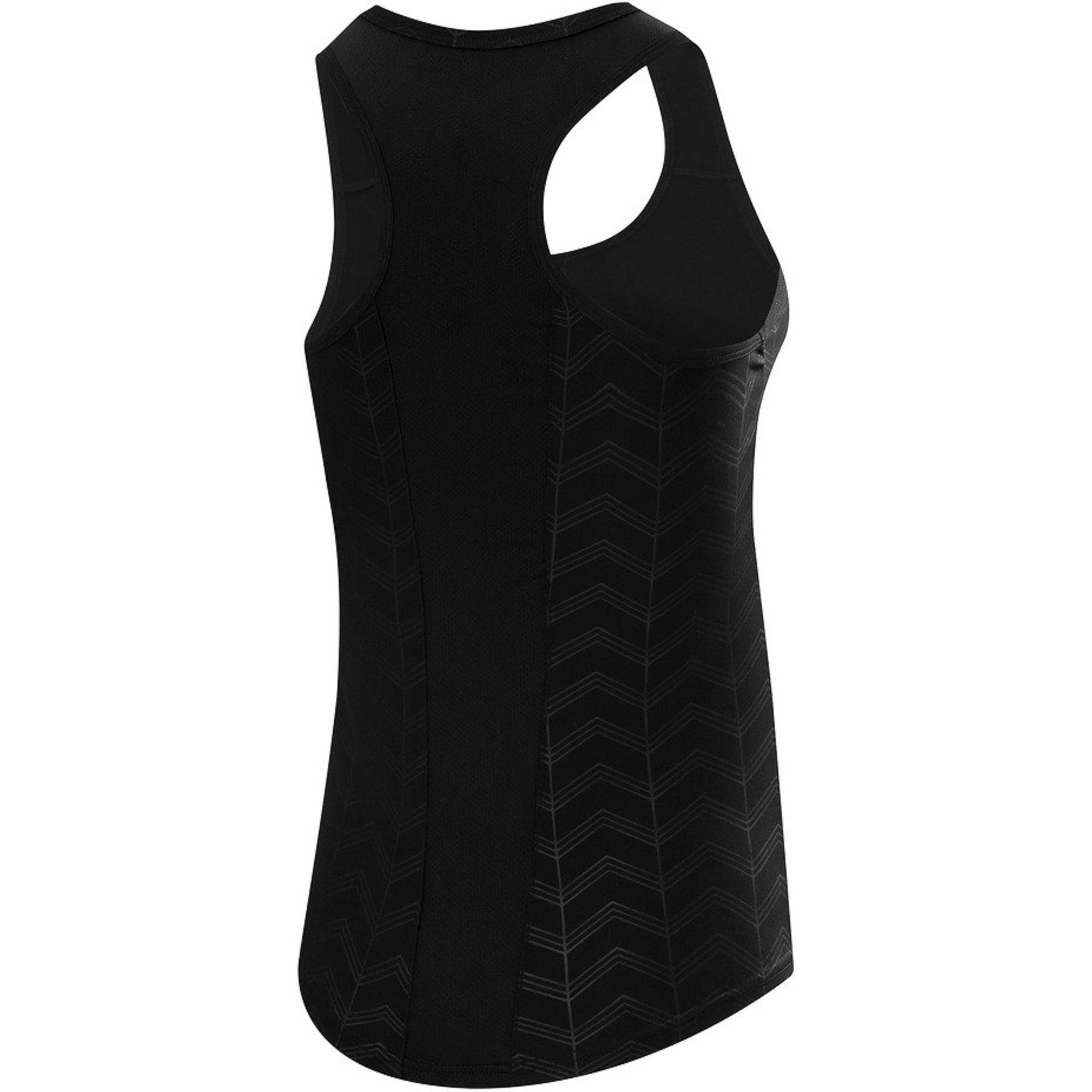 TCA Impulse Printed Racerback Womens Running Vest Tank Top - Black delight Heavy Duty