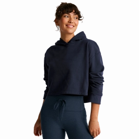 Beyond Yoga Happiness Cropped Hoodie Stretch Comfort HiddenPockets