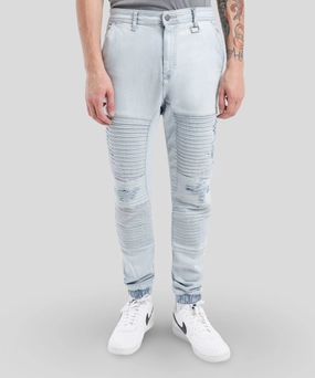 WaterRepellent Surface AntiStatic Lining Henleys Falcon Moto Denim Pants (Cabana Blue)