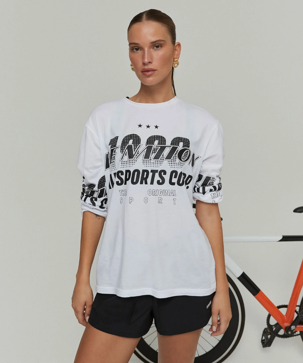 DurableReinforcedElbow HygroscopicFiber P.E Nation Contender LS Tee (Optic White)