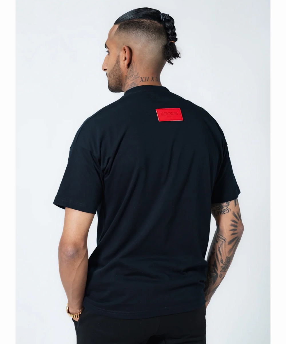 Sharp Line UNDRGROUND Leather Patch Tee (Black/Red)