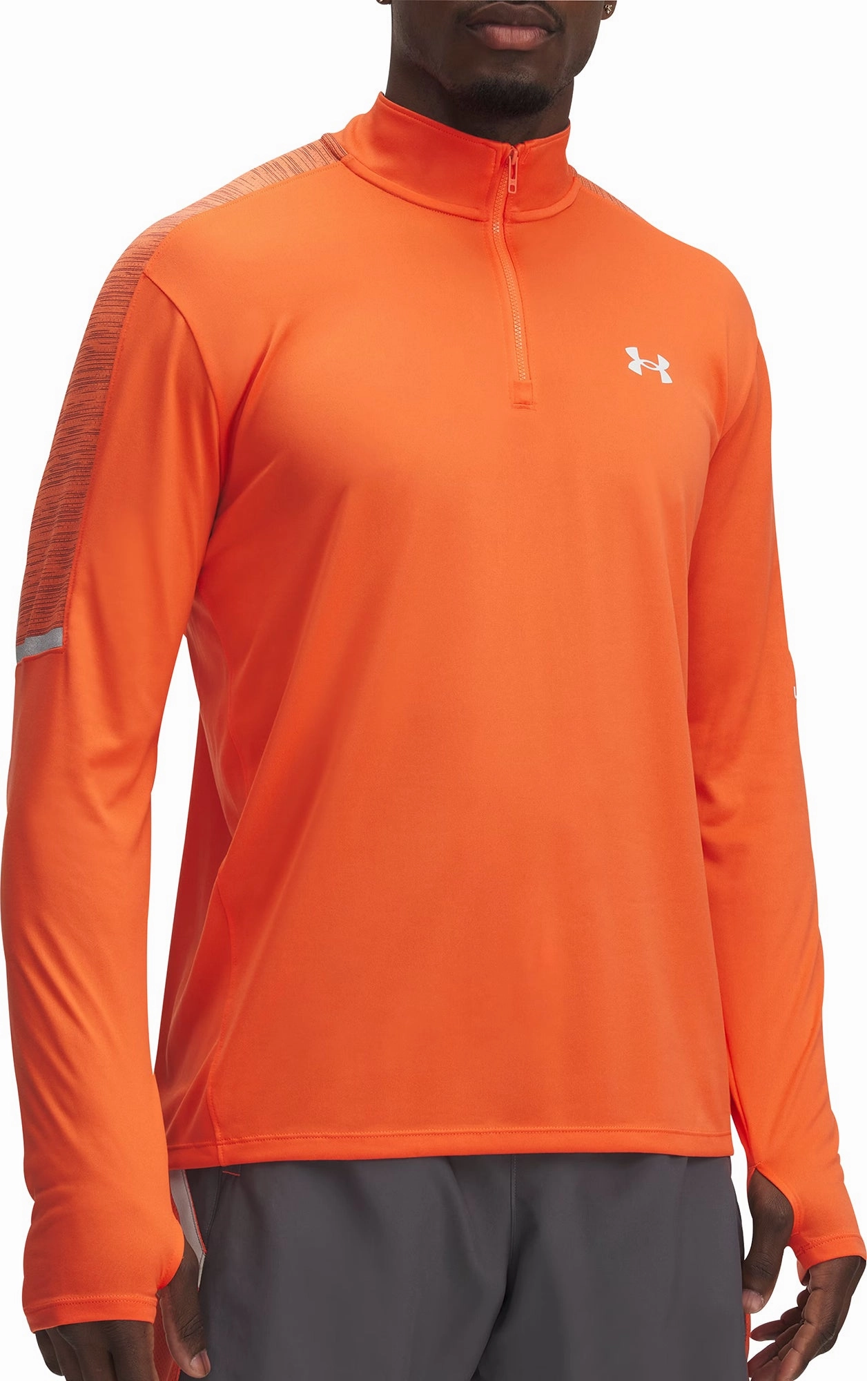 Under Armour Tech Utility Half Zip Long Sleeve Mens Running Top - Orange Snapped Spring Wear