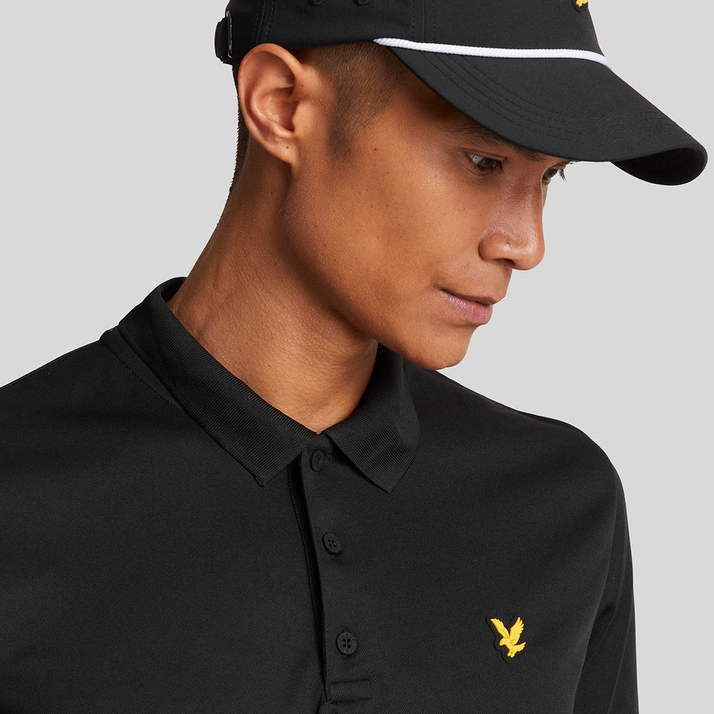 Wrinkle Free Treatment Bound Seam Finish Lyle & Scott Golf Tech Polo Shirt - Jet Black