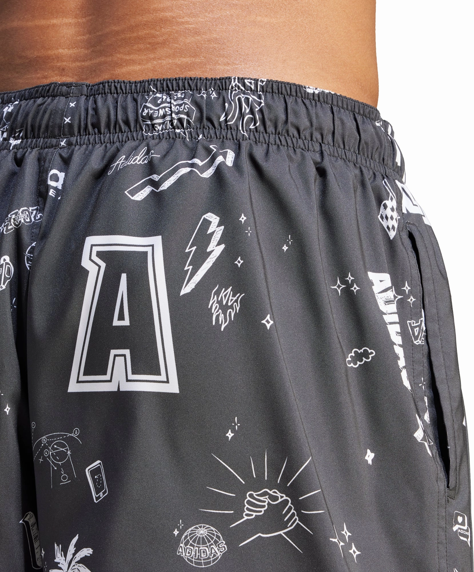 Chafe Resistant Edging No Roll Edging adidas Brand Love CLX Mens Swim Shorts - Grey