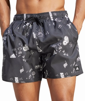Molded Inner Layer Textured Grip Details adidas Brand Love CLX Mens Swim Shorts - Grey