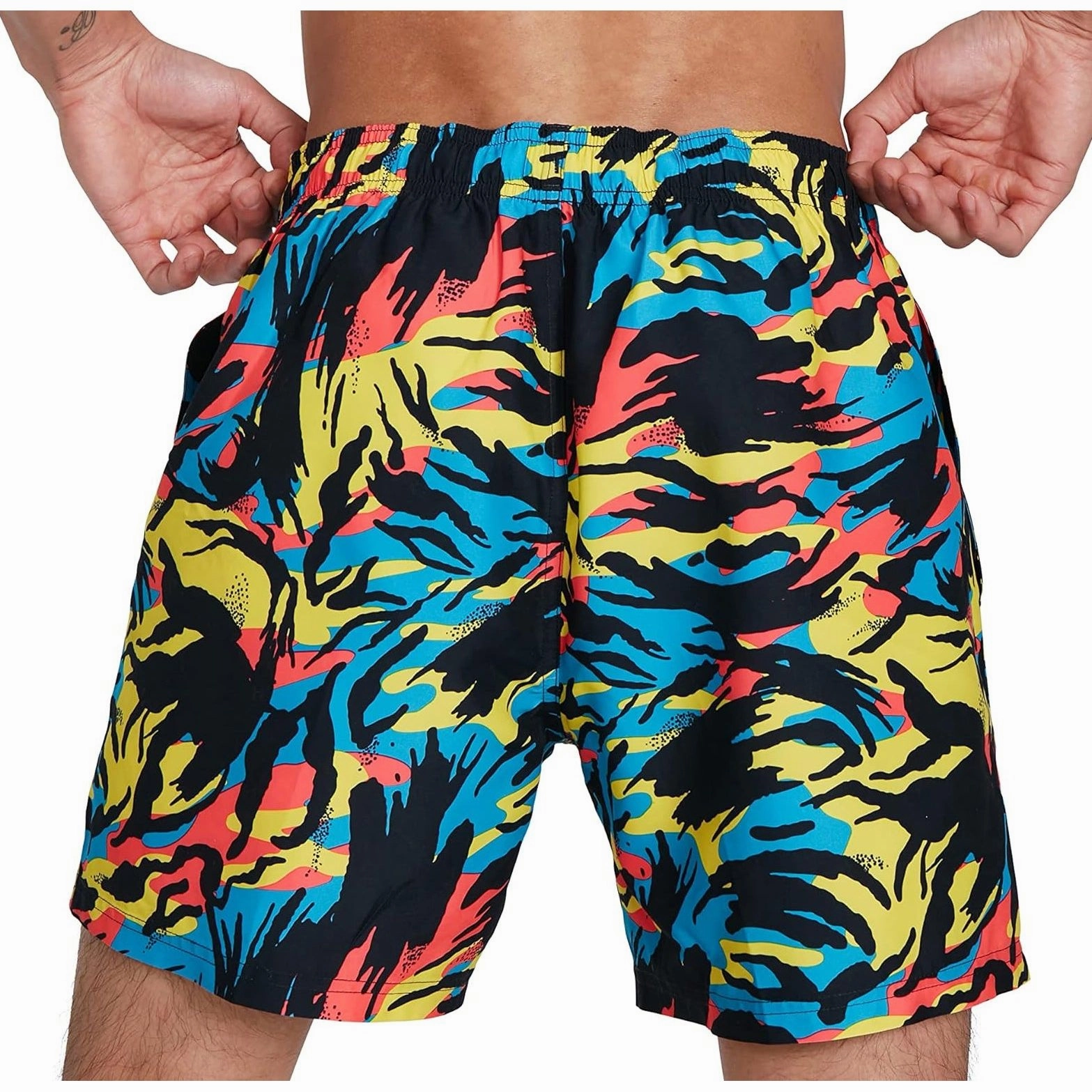 Speedo Printed Leisure 16 Inch Mens Swim Shorts - Black Smooth Edge Binding