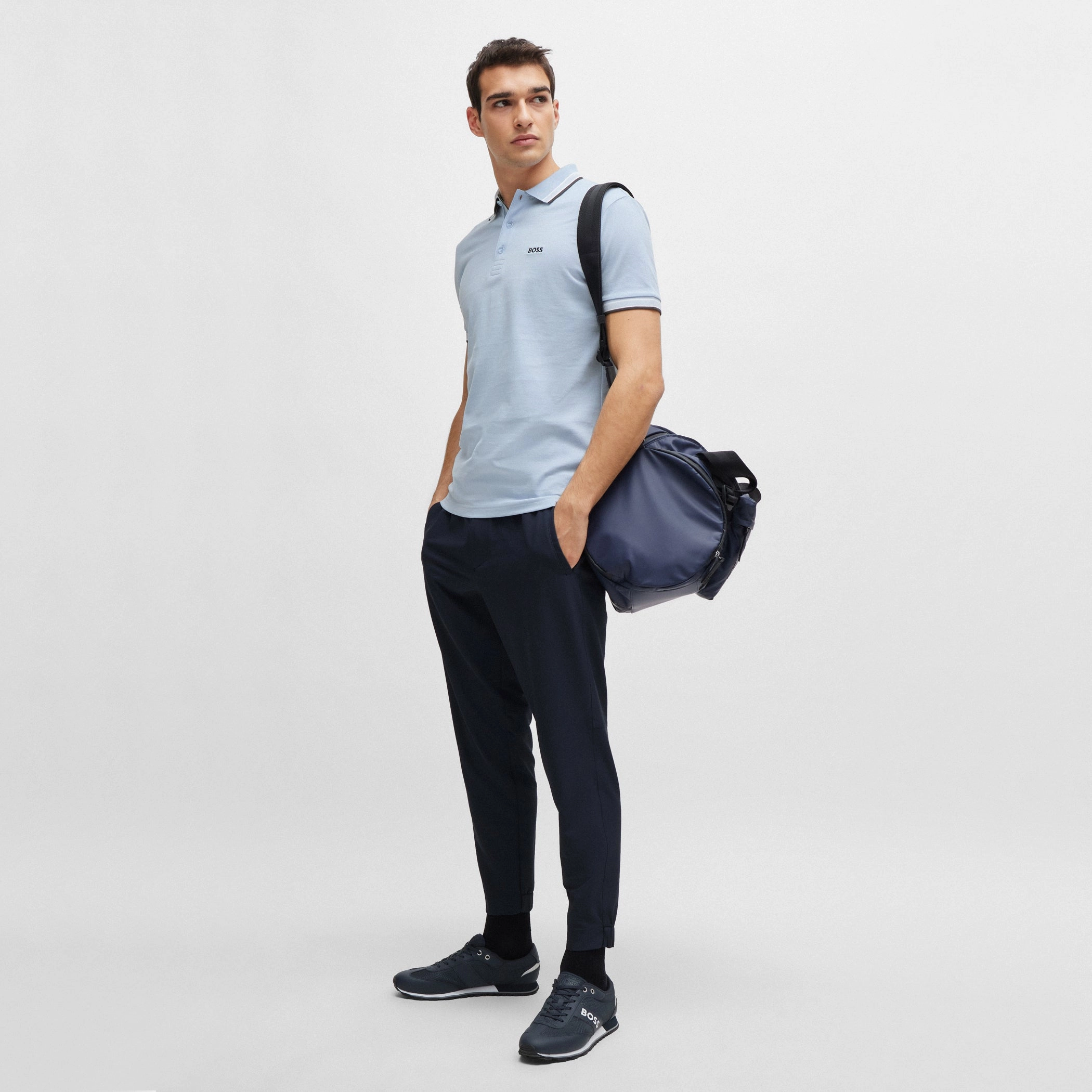 Summer Casual BOSS Paddy Cotton Pique Golf Shirt - Open Blue