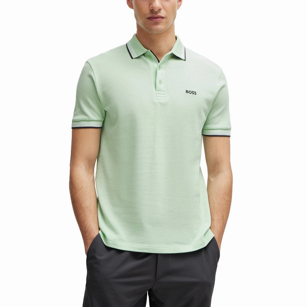 Formal Edge BOSS Paddy Cotton Pique Golf Shirt - Open Green