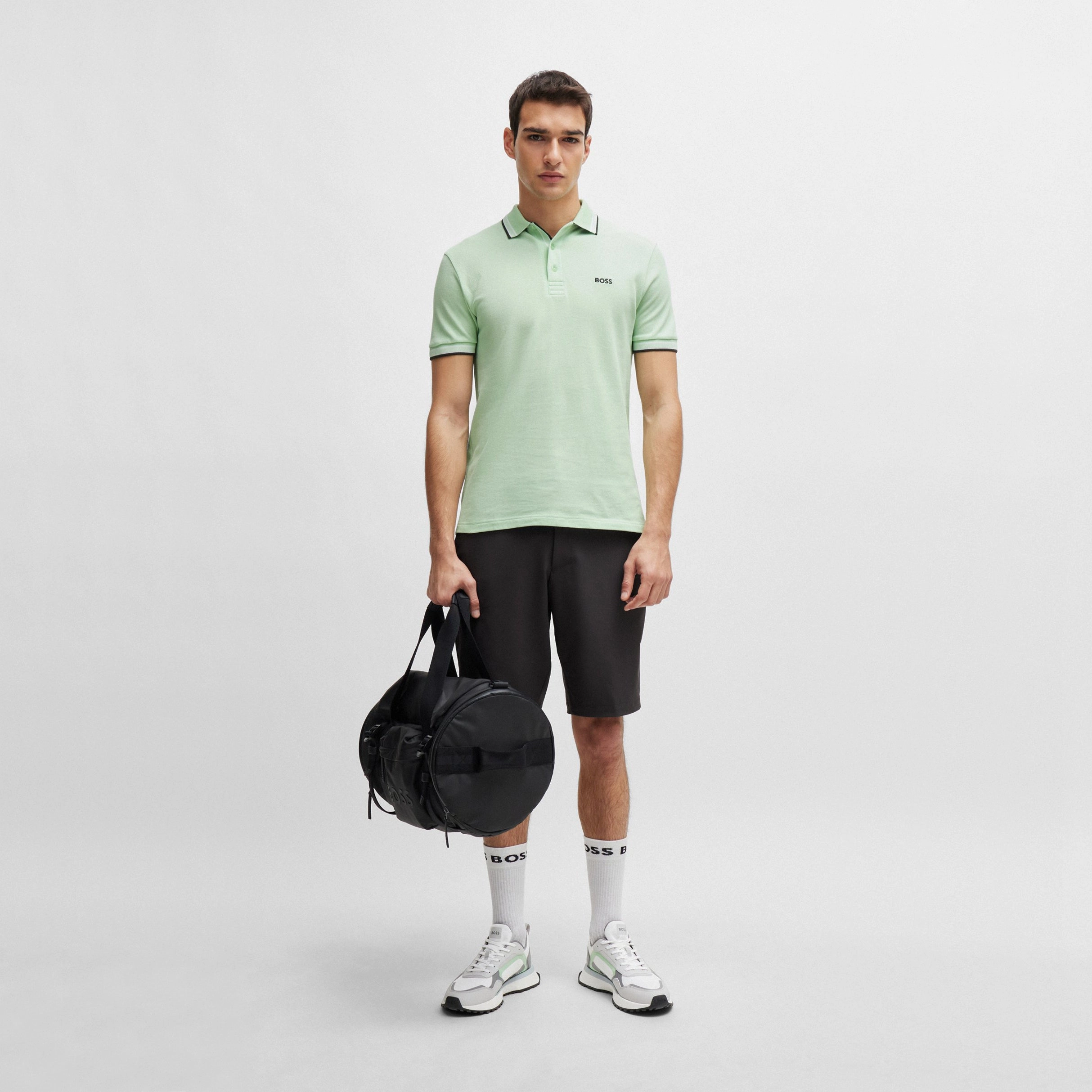 BOSS Paddy Cotton Pique Golf Shirt - Open Green Casual Elegance UV Protection