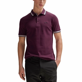 Street Style Boss Paddy Cotton Pique Polo - Dark Red