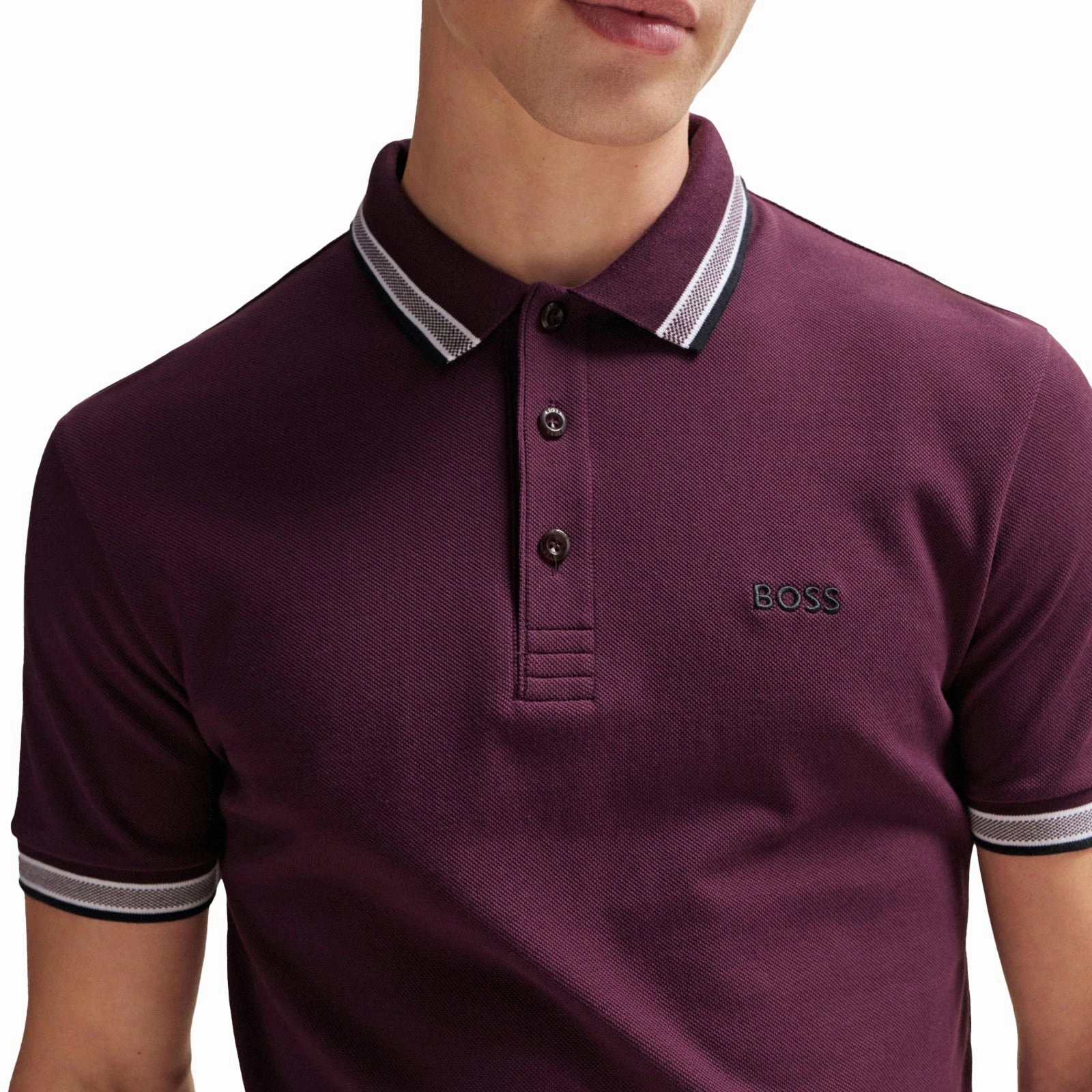 Oversized Silhouette EasyCare Woven Fabric Boss Paddy Cotton Pique Polo - Dark Red