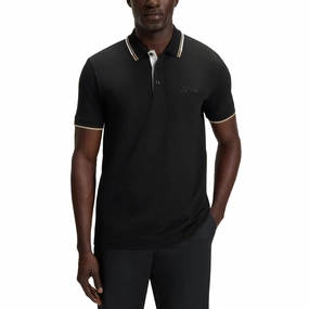 EasyCare Woven Fabric Trendy Appeal BOSS Paddy Pro Golf Polo Shirt - Black