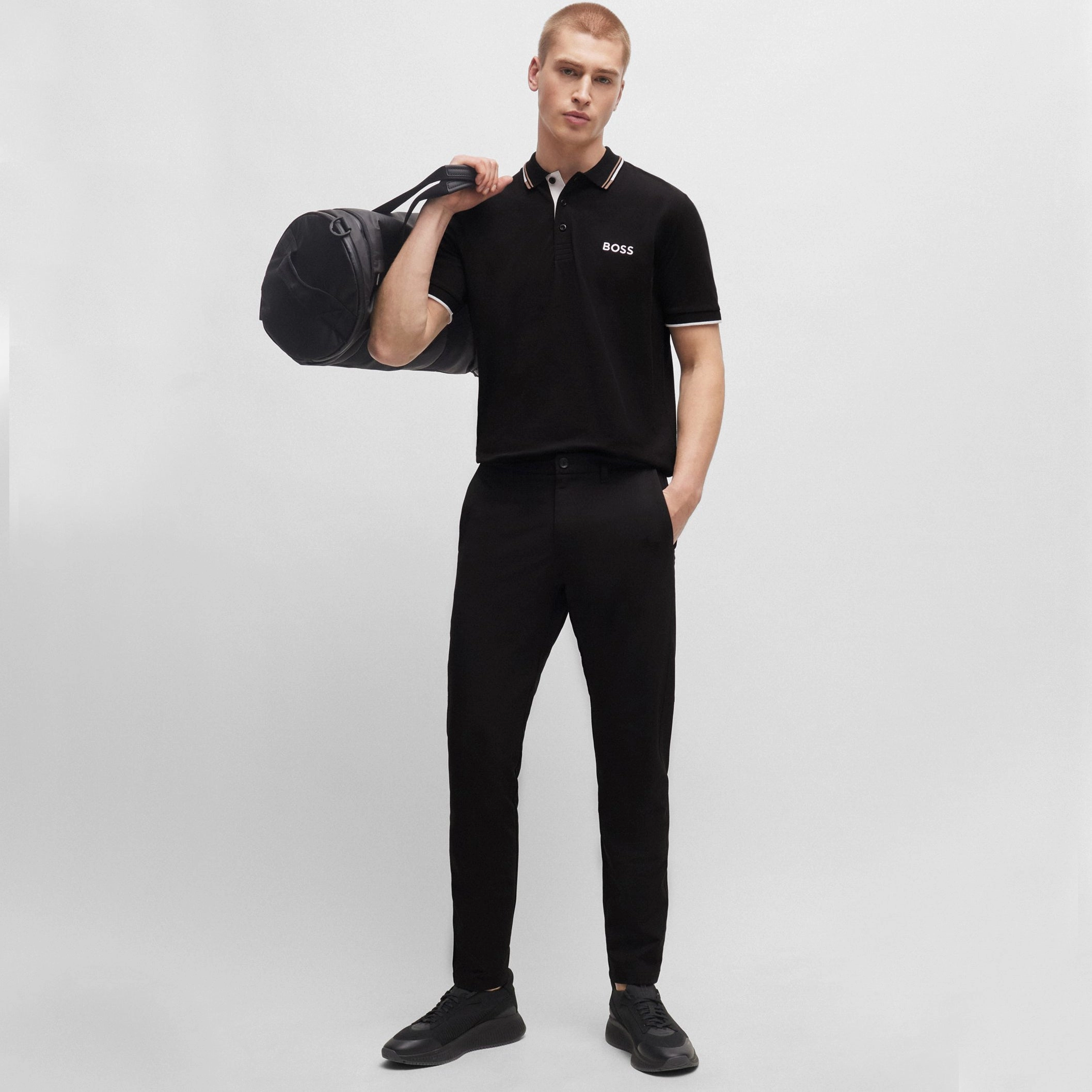 EcoFriendly Material Breathable Comfort BOSS Paddy Pro Golf Polo Shirt - Black/Orange