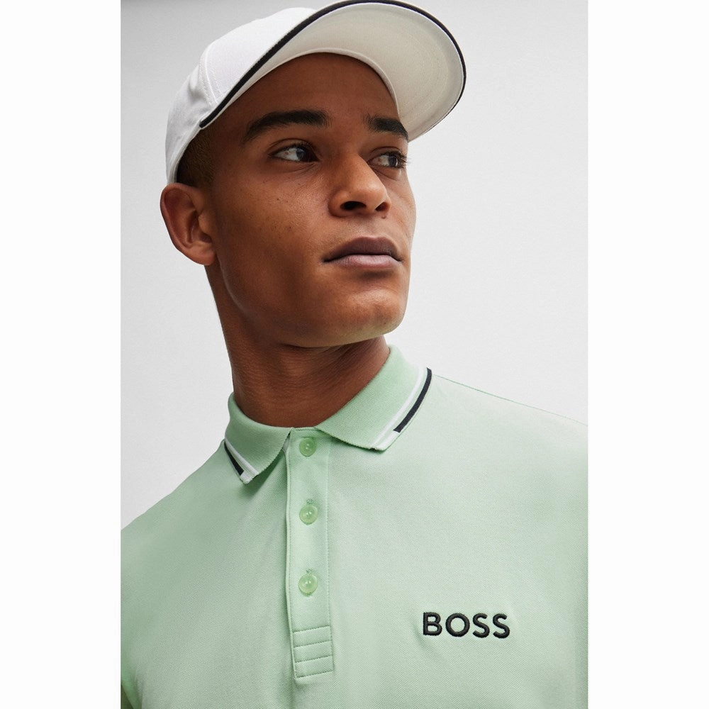 BOSS Paddy Pro Golf Polo Shirt - Open Green Non Restrictive Cuff Durable Double Stitching