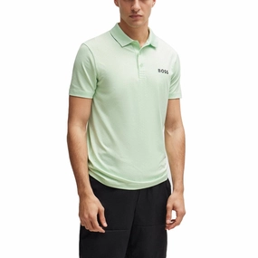 BOSS Paddytech Jacquard Golf Shirt - Open Green Layering Piece