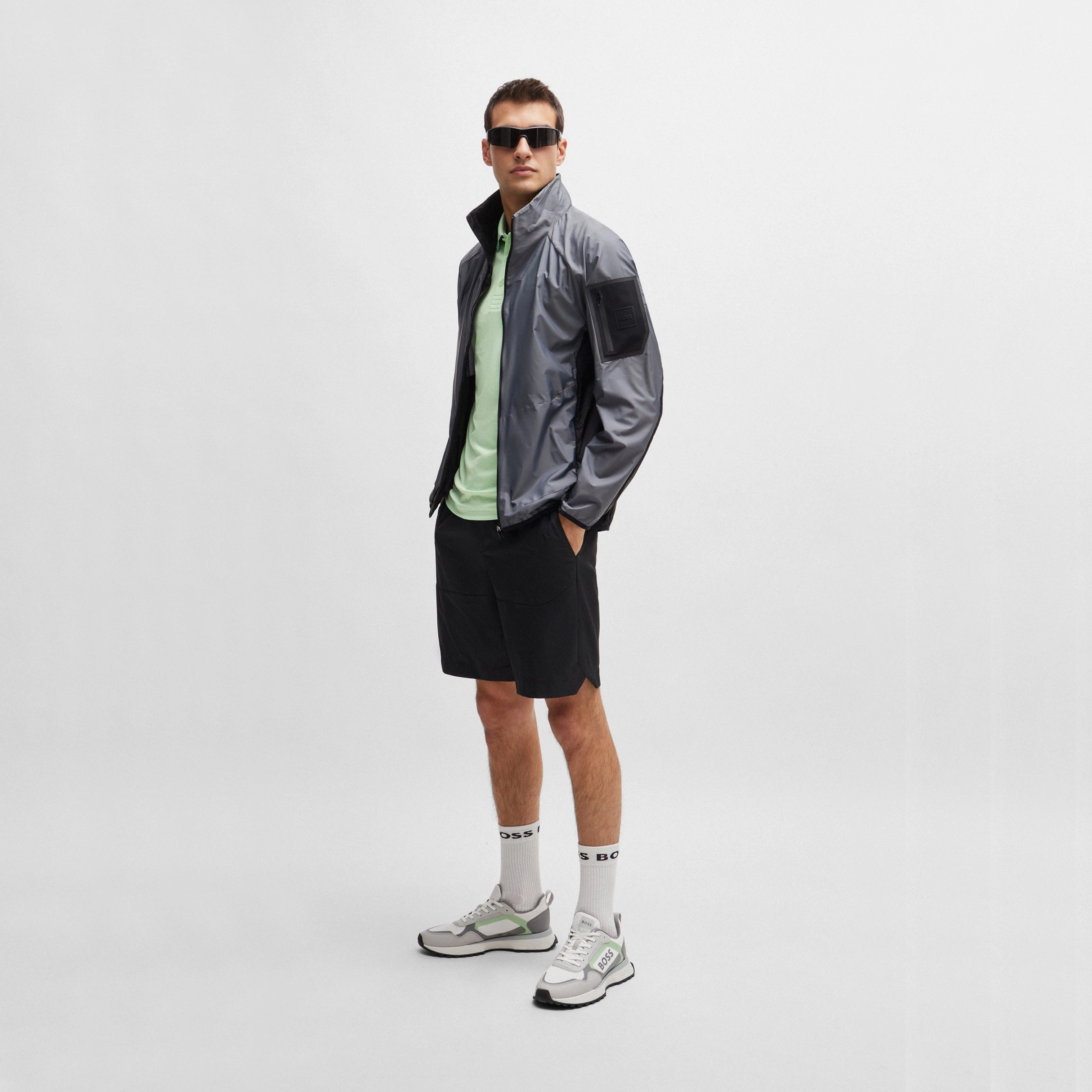 BOSS Paddytech Jacquard Golf Shirt - Open Green Golf Apparel Youthful Appeal