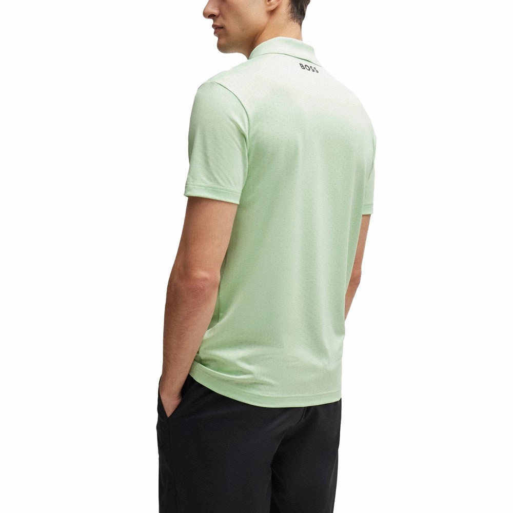 Lightweight Material Polo Collar BOSS Paddytech Jacquard Golf Shirt - Open Green