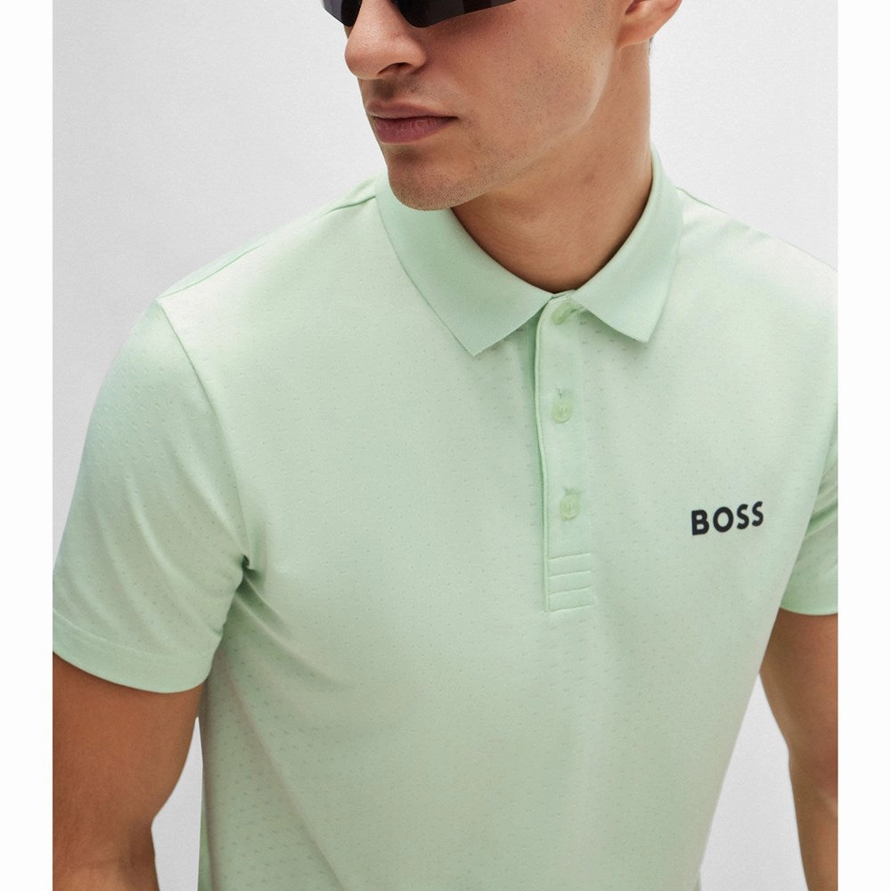 quick dry Trendy Business BOSS Paddytech Jacquard Golf Shirt - Open Green