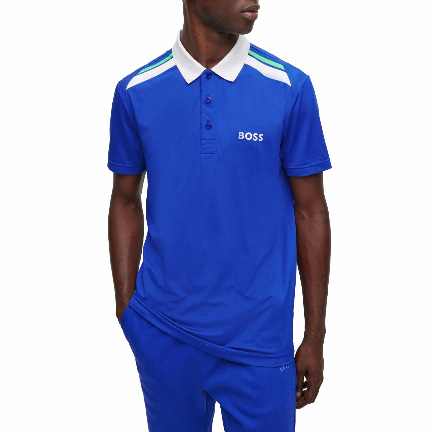 BOSS Paddytech Polo Golf Shirt - Medium Blue Quick Dry Material