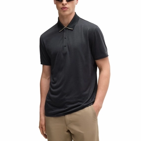 Boss Paddytech Stretch Jersey Polo Golf Shirt - Black AntiBacterial Coating Business Meeting