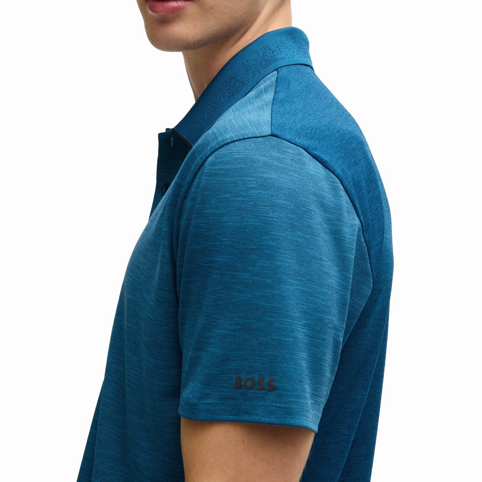 Spring Collection Workout Friendly Boss Paddytech Stretch Jersey Polo Golf Shirt - Teal