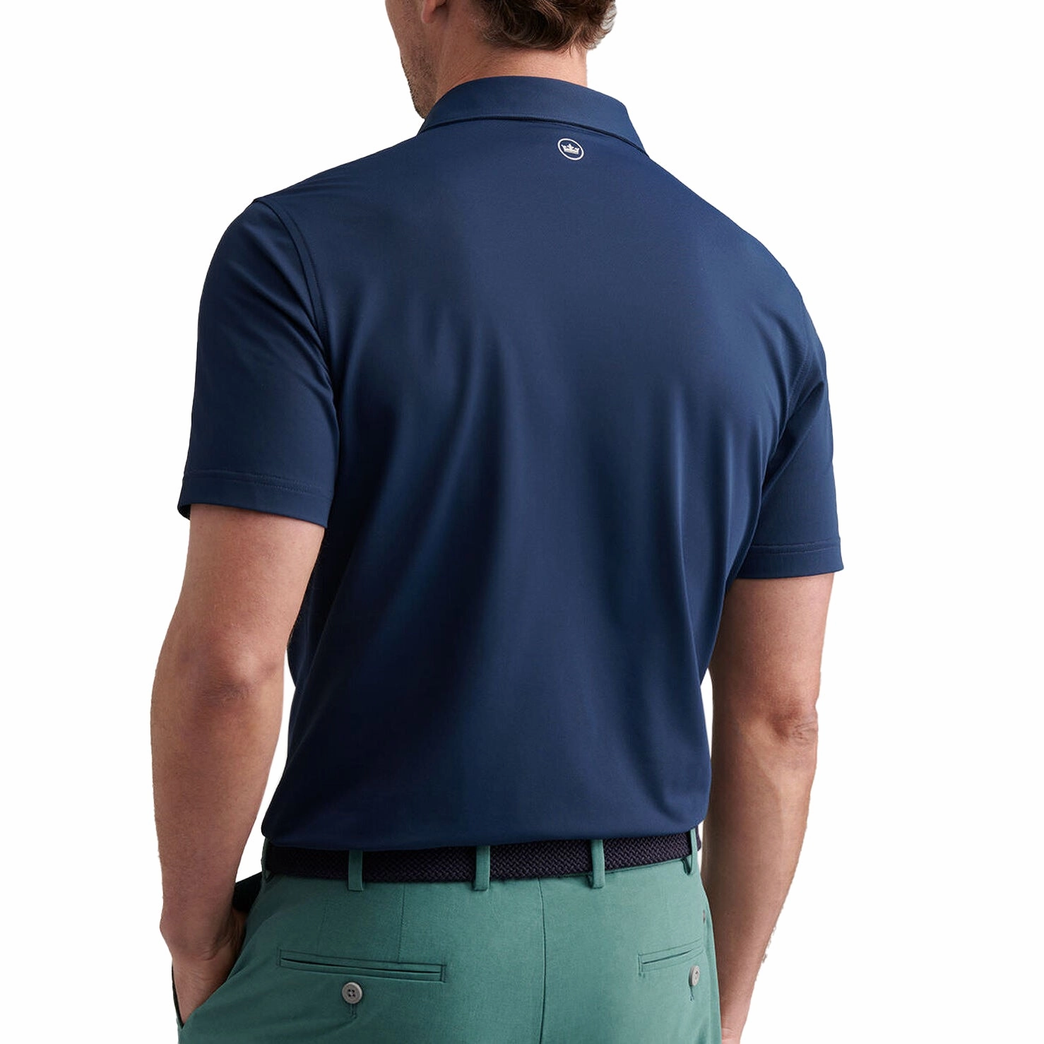Peter Millar Soul Performance Mesh Golf Polo Shirt - Navy Unstructured Silhouette